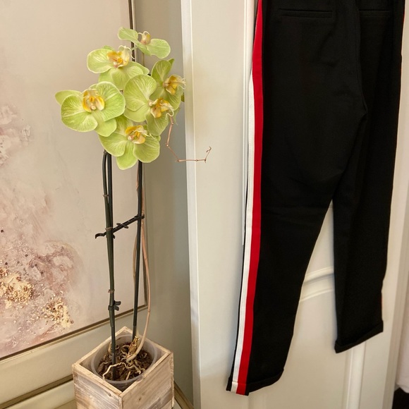 Zara Black Trousers with Red and White Stripe - Picture 3 of 7